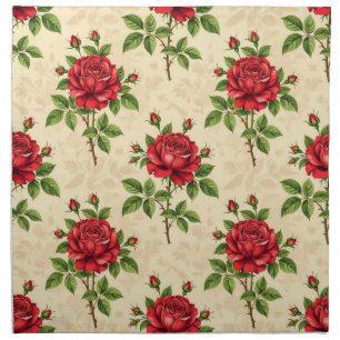 Red rose vintage pattern cloth napkin