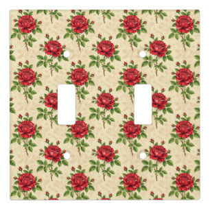 Red rose vintage pattern light switch cover