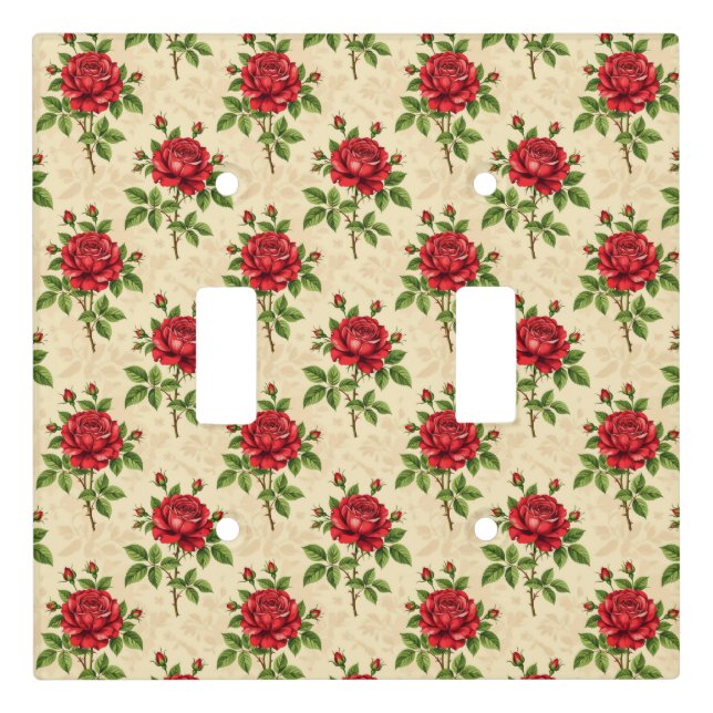 Red rose vintage pattern light switch cover (Front)