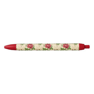 Red rose vintage pattern pen