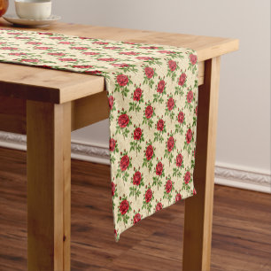 Red rose vintage pattern short table runner