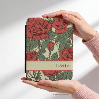 Red Rose Vintage Retro Floral Kindle Cover