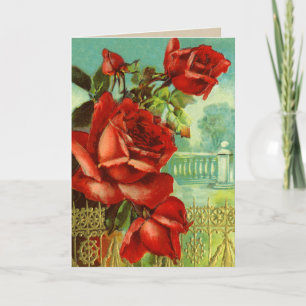 Red Rose Vintage Valentine Holiday Card