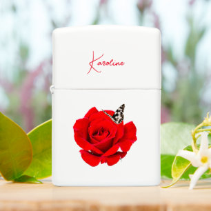 Red Rose  w/ Initials or Name Zippo Lighter