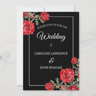 Red Rose Watercolor Floral Wedding Invitation
