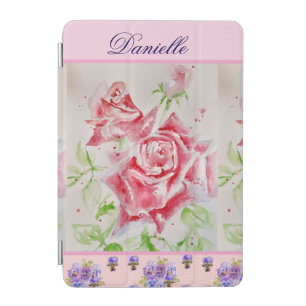 Red Rose Watercolor Roses Pink Floral Girls iPad Mini Cover