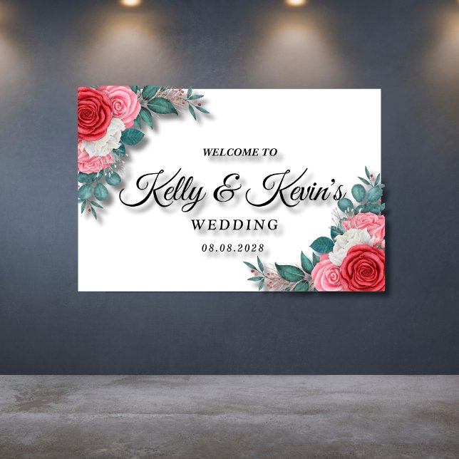 Red Rose Watercolor Wedding  Banner (Creator Uploaded)
