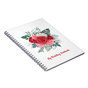 Red Rose Watercolor Wedding  Notebook