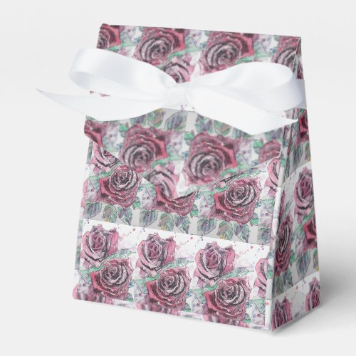 Red Rose Watercolour and Ink Party Cake Favor Box