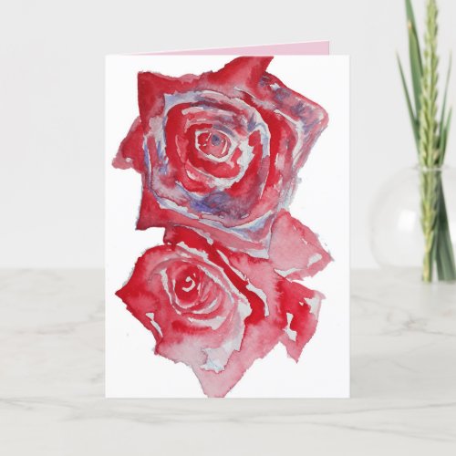 Red Rose Watercolour Birthday Card