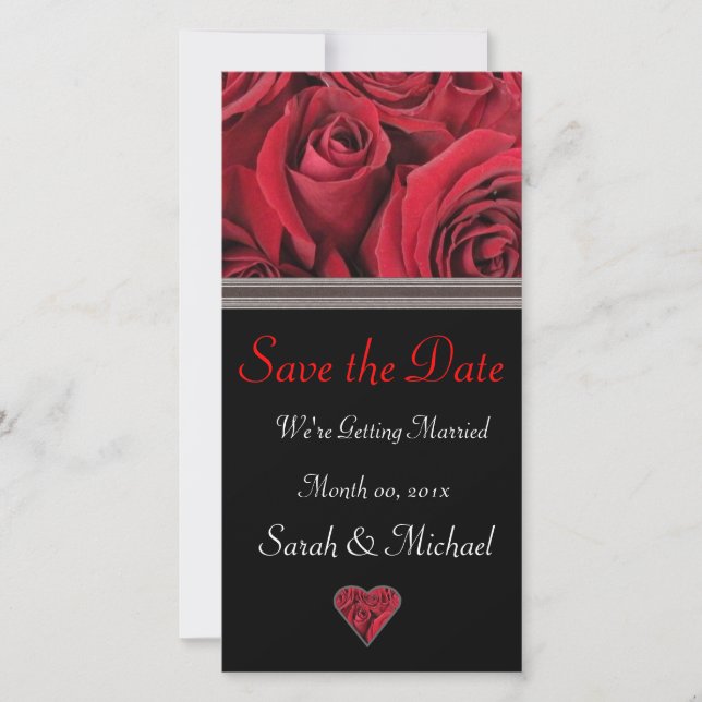 Red Rose Wedding Announcement Card (Front)