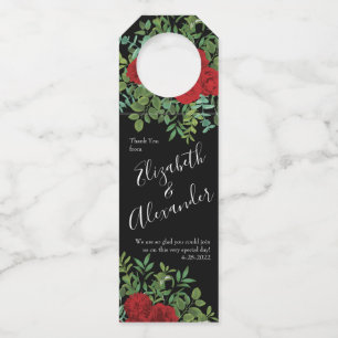 Red Rose Wedding Bottle Hanger Tag