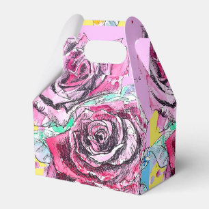 Red Rose Wedding Cake Favor Box Floral Flower