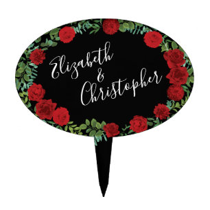 Red Rose Wedding Cake Topper