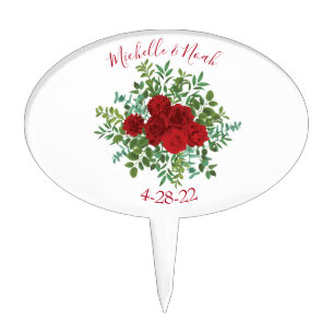Red Rose Wedding Cake Topper
