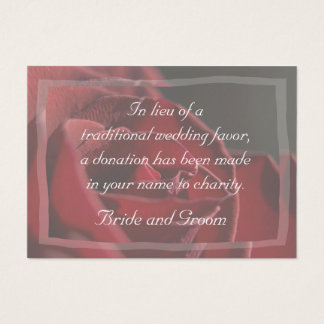 Red Rose Wedding Charity Favor Card