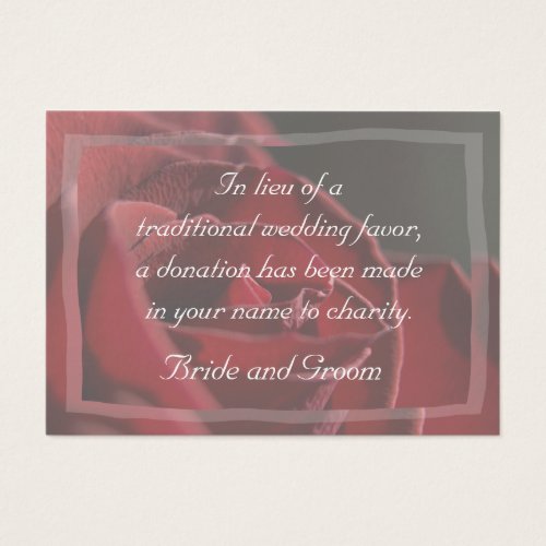 Red Rose Wedding Charity Donation Card Business Card