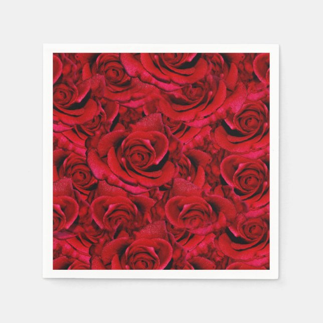 red rose wedding collage paper napkins (Front)