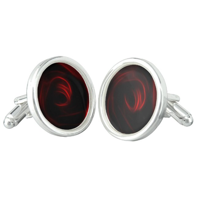 Red Rose wedding Cufflinks (Angled)
