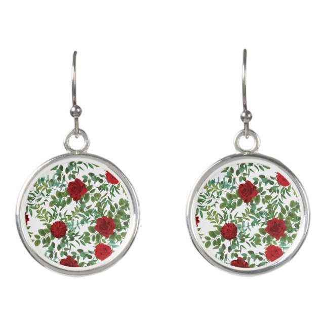 Red Rose Wedding Earrings (Front)