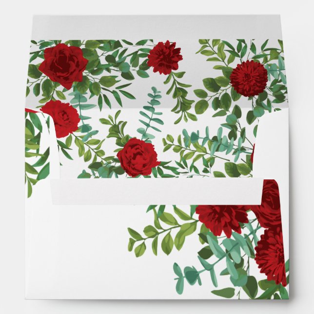 Red Rose Wedding Elegant Classic Envelope (Back (Bottom))
