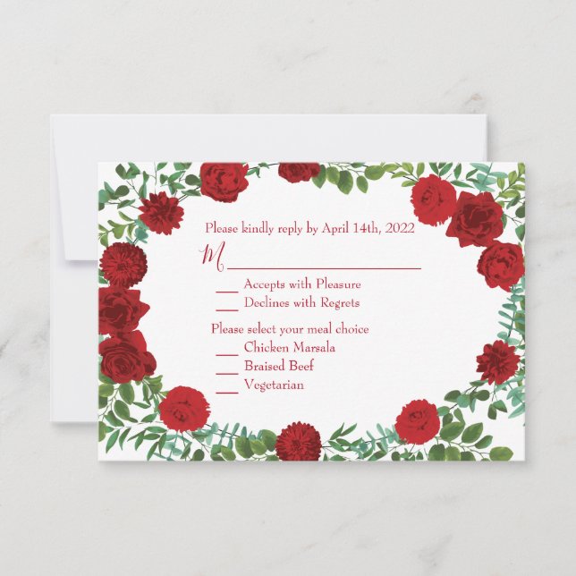 Red Rose Wedding Elegant Classic Invitation (Front)