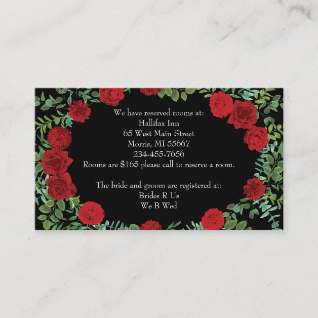 Red Rose Wedding Enclosure Card (Front)