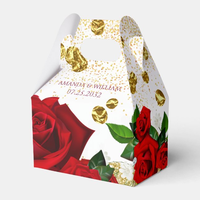 Red Rose Wedding Favor Box (Front Side)