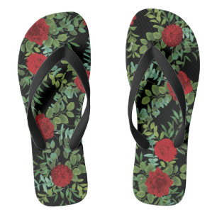 Red Rose Wedding Flip Flops