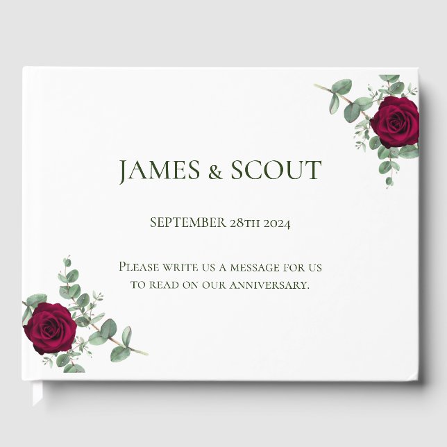 Red Rose Wedding Guest Book (Front)