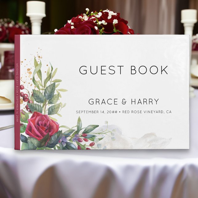 Red Rose Wedding Guest Book (Wedding Guest Book from my Red Rose and Eucalyptus Wedding Collection)