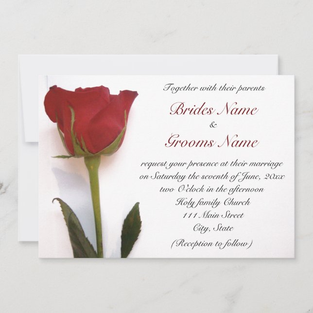 Red rose wedding invitation (Front)
