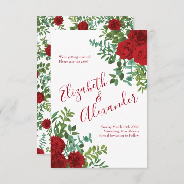 Red Rose Wedding Invitation (Front/Back)