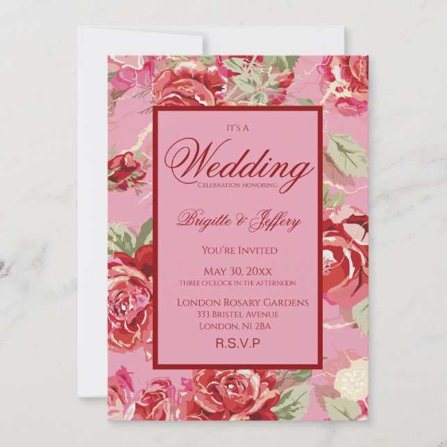 Red rose wedding invitation (Front)