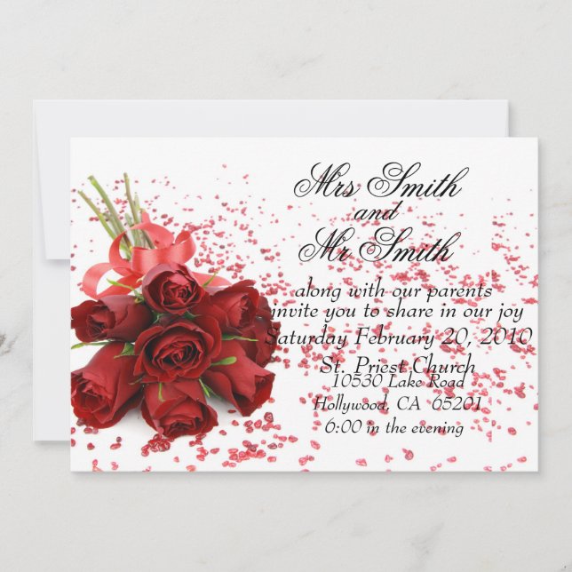 Red Rose Wedding Invitation (Front)