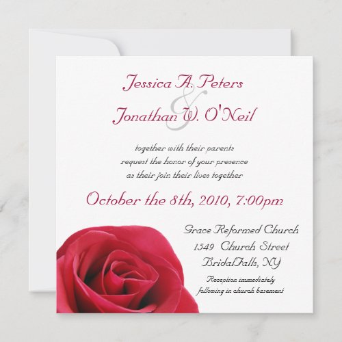 Red Rose wedding invitation