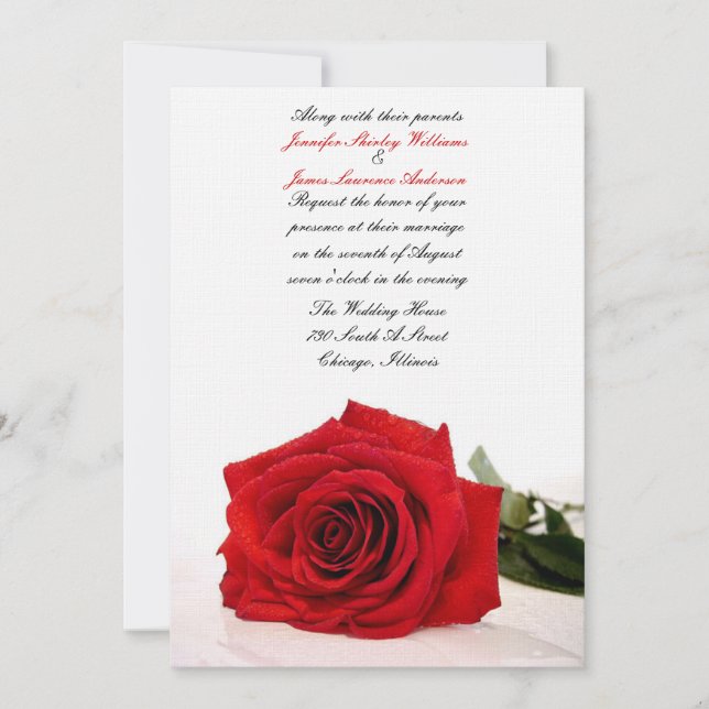 Red Rose Wedding Invitation (Front)