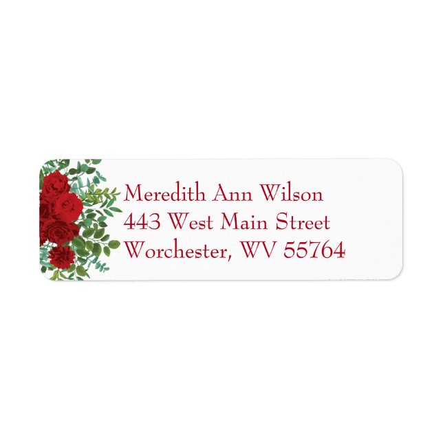 Red Rose Wedding Label (Front)