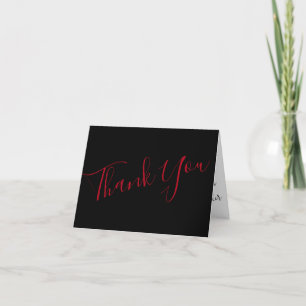 Red Rose Wedding Letterpress Thank You Card