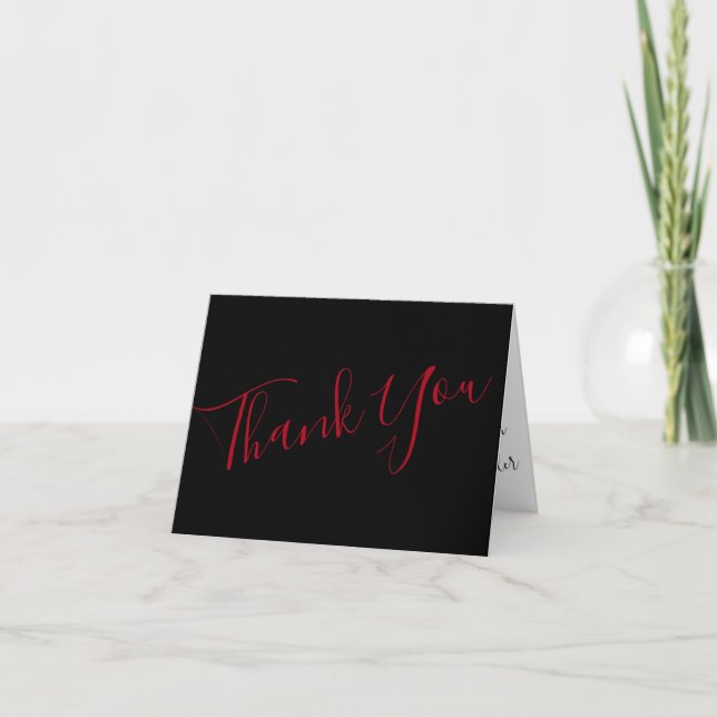 Red Rose Wedding Letterpress Thank You Card (Front)