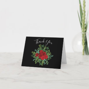 Red Rose Wedding Letterpress Thank You Card