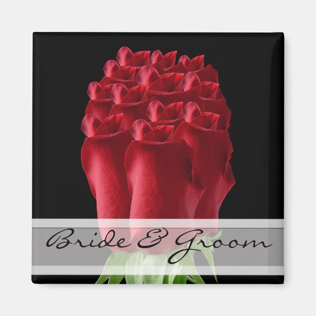 Red Rose Wedding Magnets Customize for Any Event- (Front)
