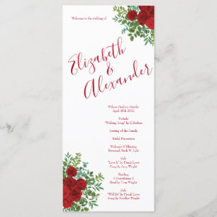 Red Rose Wedding Menu