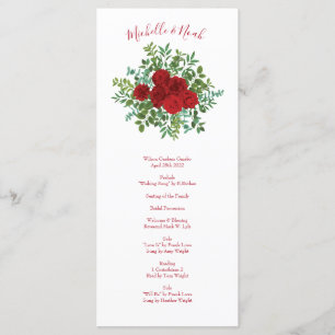 Red Rose Wedding Menu