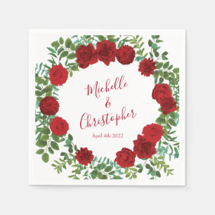 Red Rose Wedding Napkins