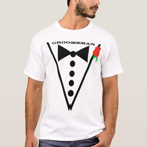 Red Rose Wedding Party Groomsman or Best Man T_Shirt