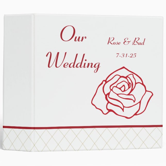 Red Rose Wedding Photo Album Binder (Front/Spine)