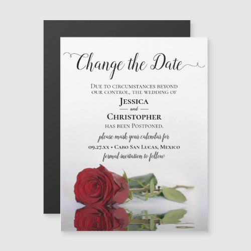 Red Rose Wedding Postponed Change the Date Magnet