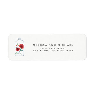 Red Rose Wedding Return Address Labels