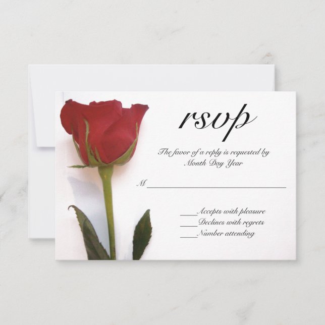Red rose wedding RSVP (Front)